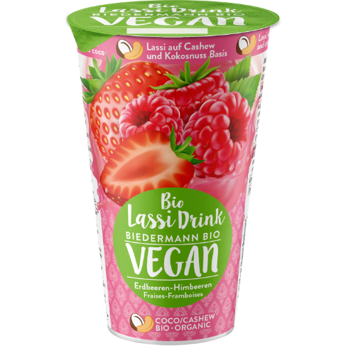 Biedermann Bio VEGAN Lassi Erdbeere-Himbeere 230ml